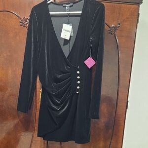 Forever 21 Black Long Sleeve Dress with Button Detail